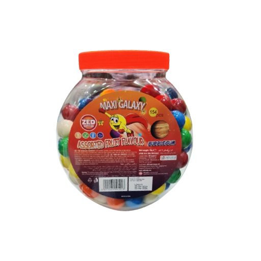 Maxi Galaxy Zed Candy Assorted Fruit Flavor Bubblegum